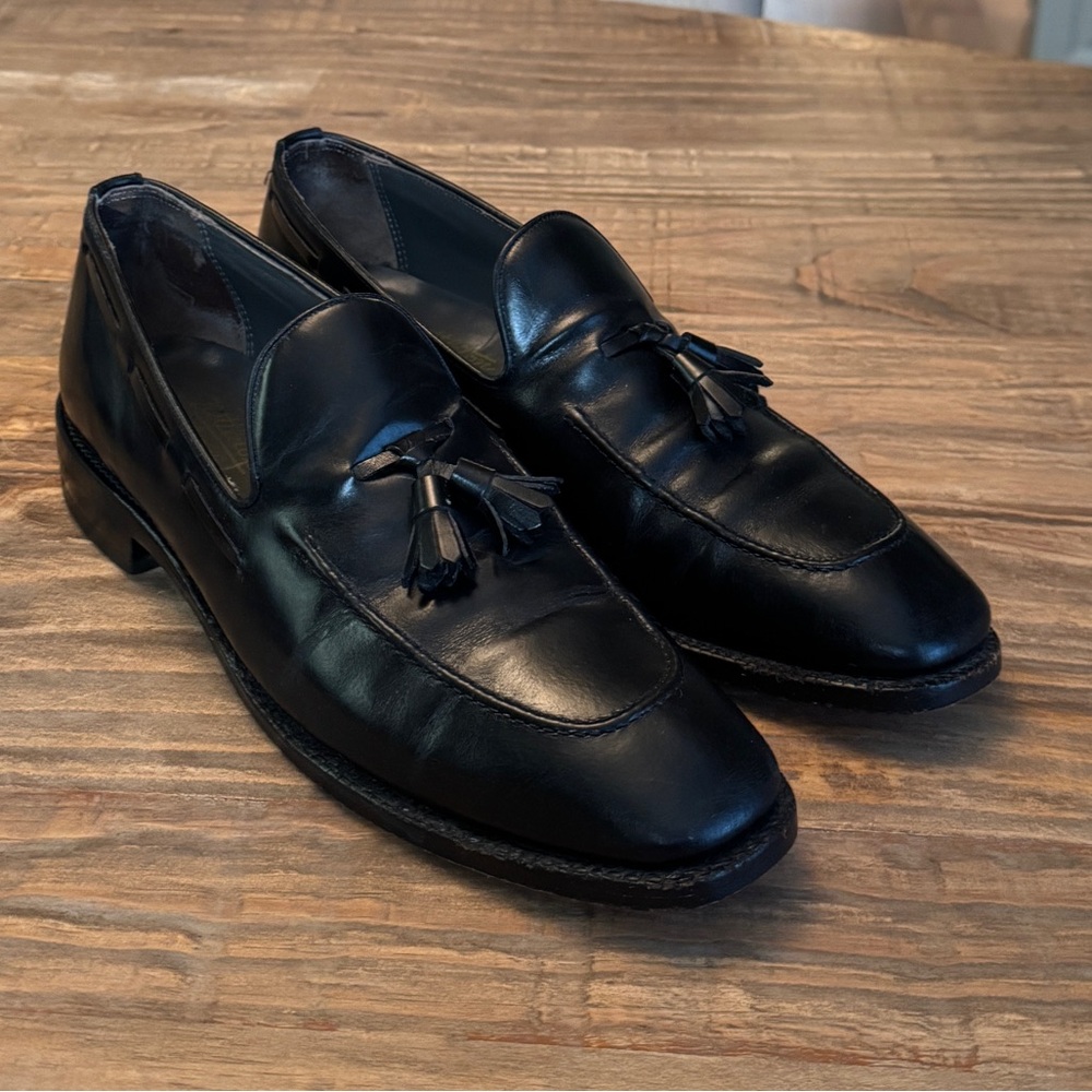 Nettleton Black Leather The Greensboro Tassel Loafers Shoes Slip On's 10